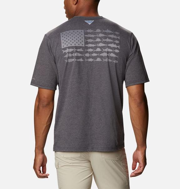 Columbia PFG T-Shirt Black Grey For Men's NZ35697 New Zealand